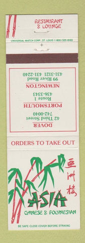 Matchbook Cover - Asia Chinese Restaurnt Dover Portsmouth Newington NH
