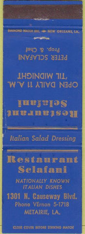Matchbook Cover - Restaurant Sclafani Italian Metairie LA