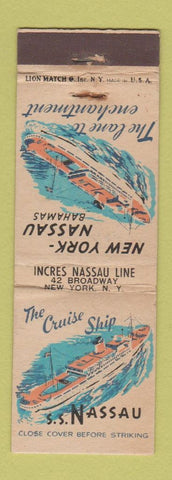 Matchbook Cover - SS Nassau Cruise Ship New York City Bahamas WEAR