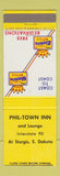 Matchbook Cover - Phil Town Inn Sturgis SD Best Western