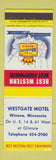 Matchbook Cover - Westgate Motel Winona MN Best Western