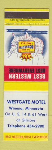 Matchbook Cover - Westgate Motel Winona MN Best Western