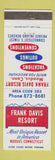 Matchbook Cover - Frank Davis Resorts Moodus CT