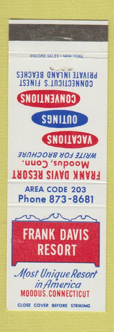 Matchbook Cover - Frank Davis Resorts Moodus CT