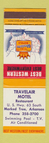 Matchbook Cover - Travelair Motel Marked Tree AR Best Western