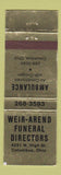 Matchbook Cover - Wier Arend Funerl Home Columbus OH WEAR