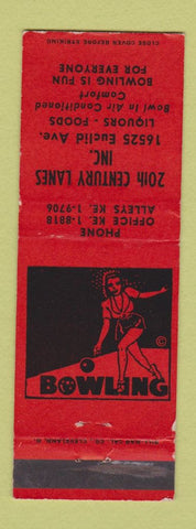 Matchbook Cover - 20th Century Lanes Bowling Cleveland OH girlie WEAR