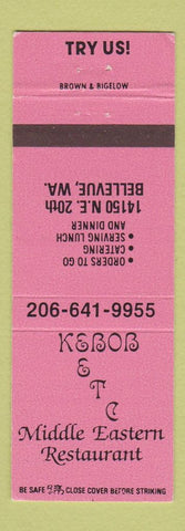 Matchbook Cover - Kebob Ect Middle Eastern Restaurant Bellevue WA