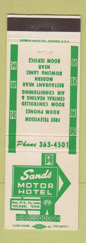 Matchbook Cover - Sands Motor Hotel Pulaski TN