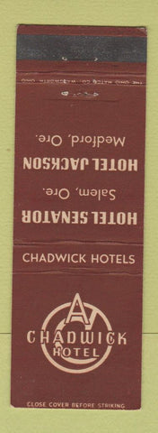Matchbook Cover - Hotels Senator Jackson Salem Medford OR Chadwick