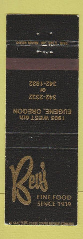 Matchbook Cover - Bev's Restaurant Eugene OR