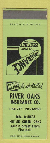 Matchbook Cover - River Oaks Insurance SAMPLE