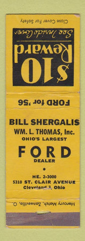 Matchbook Cover - Thomas Ford Cleveland OH Bill Shergalis WORN