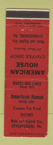 Matchbook Cover - American House Stroudsburg PA