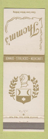 Matchbook Cover - Thomm's Restaurant Newark NJ
