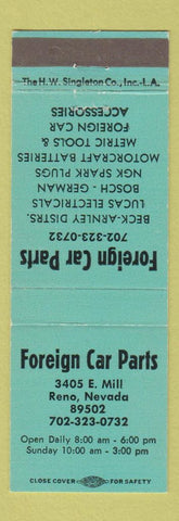 Matchbook Cover - Foreign Car Parts Reno NV Bosch