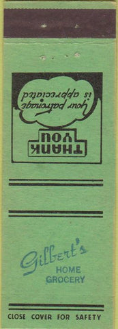 Matchbook Cover - Gilbert's Grocery STAMPED