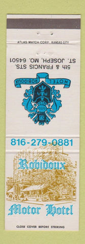 Matchbook Cover - Robidoux Motor Hotel St Joseph MO