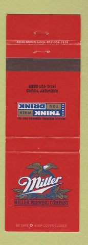 Matchbook Cover - Miller Brewing Beer Think When You Drink