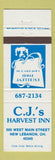 Matchbook Cover - CJ's Harvest Inn New Lebanon OH WEAR
