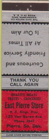 Matchbook Cover - East Pierra Store SD
