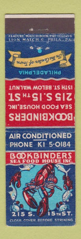 Matchbook Cover - Bookbinder's Seafood feature Philadelphia PA