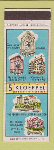 Matchbook Cover - Kloeppel Hotels West Palm Beach Jacksonville FL