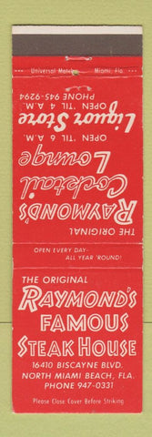 Matchbook Cover - Raymond's Famous Steak House North Miami Beach FL