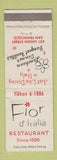 Matchbook Cover - Fior D Italia Restaurant San Francisco CA