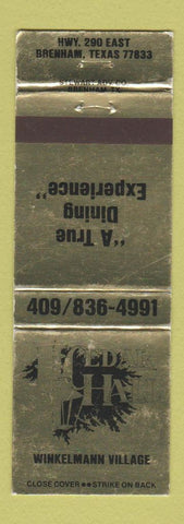 Matchbook Cover - Winkelmann Village Brenham TX WEAR