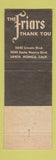 Matchbook Cover - Friars Santa Monica CA