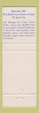 Matchbook Cover - Lee's Motor Inn Chamberlain SD Best Western
