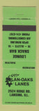 Matchbook Cover - Lan Oakes Lanes bowling Lansing IL WEAR