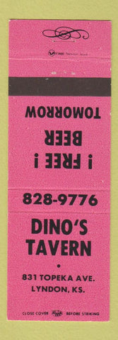 Matchbook Cover - Dino's Tavern Lyndon KS