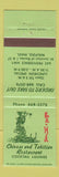 Matchbook Cover - Ba Bia Chinese Tahitian Restaurant Walpole MA