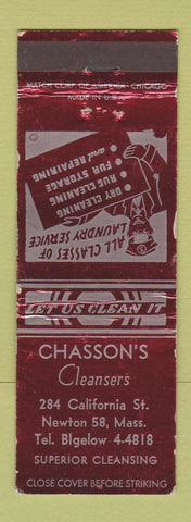 Matchbook Cover - Chasson's Cleaners Newton MA WEAR