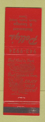 Matchbook Cover - Polly's Restaurant South Padre Island TX