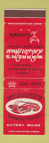 Matchbook Cover - Warren's Lobster House Kittery ME