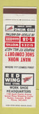 Matchbook Cover - Red Wing Shoes Boots Pueblo Colorado