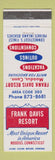 Matchbook Cover - Frank Davis Resorts Moodus CT