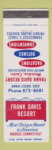 Matchbook Cover - Frank Davis Resorts Moodus CT