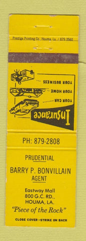 Matchbook Cover - Barry Bonvillain Insurance Houma LA