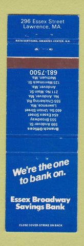 Matchbook Cover - Essex Broadway Savings Bank Lawrence MA Andover Methuen
