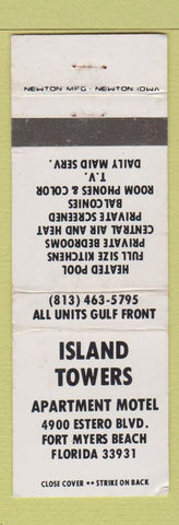 Matchbook Cover - Island Towers Apartment Motel Fort Myers Beach FL WORN