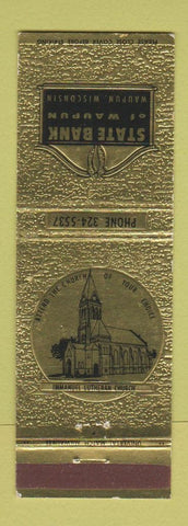 Matchbook Cover - State Bank of Waupun WI
