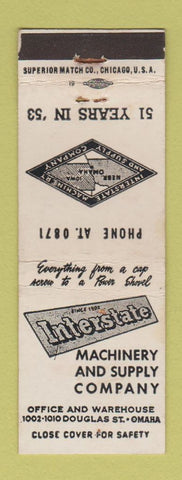 Matchbook Cover - Interstate Machinery and Supply Omaha NE WEAR