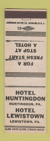 Matchbook Cover - Hotel Huntingdon PA Lewistown