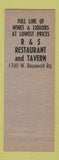 Matchbook Cover - R&S Restaurant Tavern Chicago IL ARROW