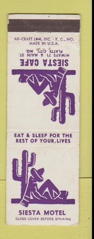 Matchbook Cover - Siesta Motel Platte City MO WEAR