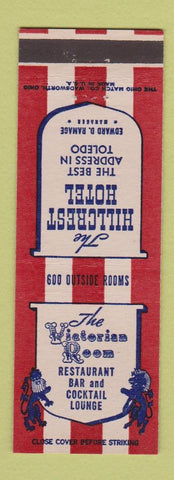 Matchbook Cover - Hillcrest Hotel Toledo OH Victorian Room